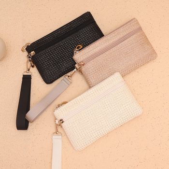 2025 New Straw Woven Wallet Coin Purse Long Wallet Coin Key Card Holder Women's Wallet Double Zipper Handbag