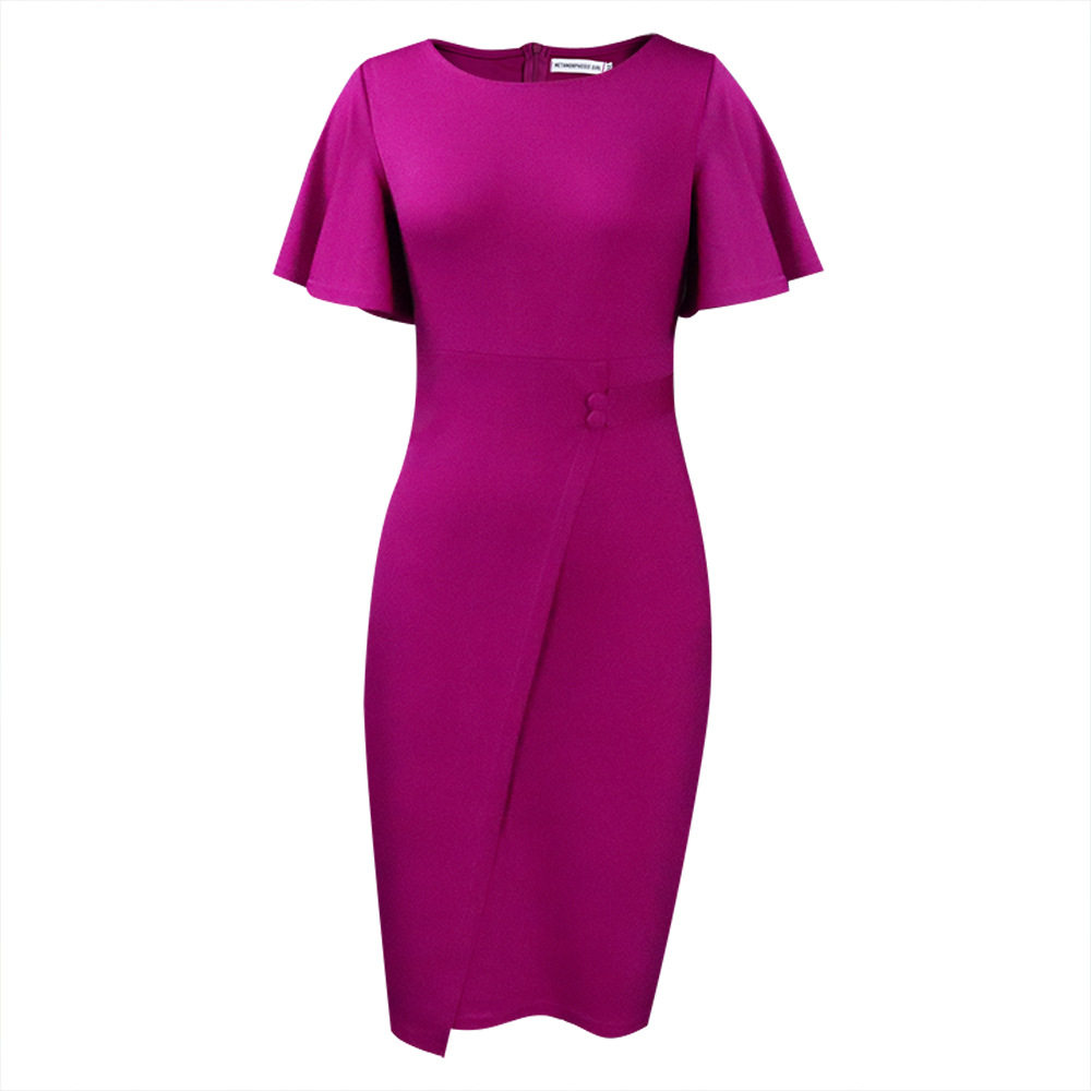 Plus Size Womens Pencil Dress Fashionable Elegant Ruffle Sleeve Bodycon Office Wear Casual Events Wholesale