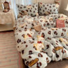 Class A Winter Milk Velvet Four-piece Set Ins Thickened Warm Student Three-piece Set Cartoon Dormitory Home Bed Sheet Quilt Cover