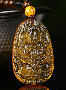 黄水晶十二生肖吊坠本命佛项链八大守护神挂件民族风厂家直营