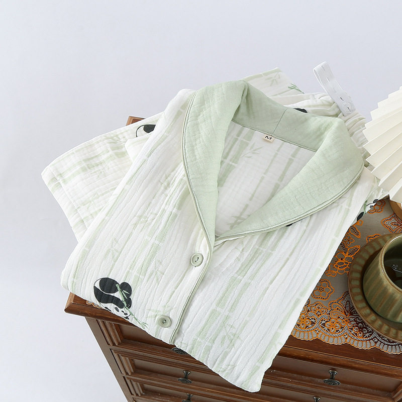 Autumn and Winter New Cotton Four-Layer Yarn Moon Clothes suit Pregnant Adjustable Pregnant Women's Postpartum Warm Nursing Pajamas