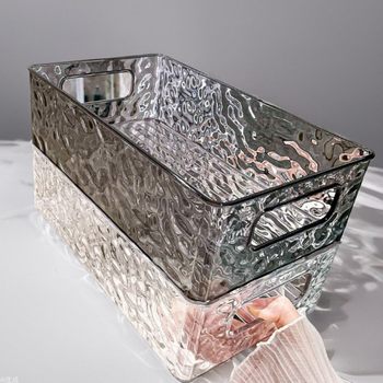 Glacier Pattern Cosmetic Storage Box Light Luxury High Beauty Toilet Desktop Fidelity Box Plastic Storage Basket with Handler