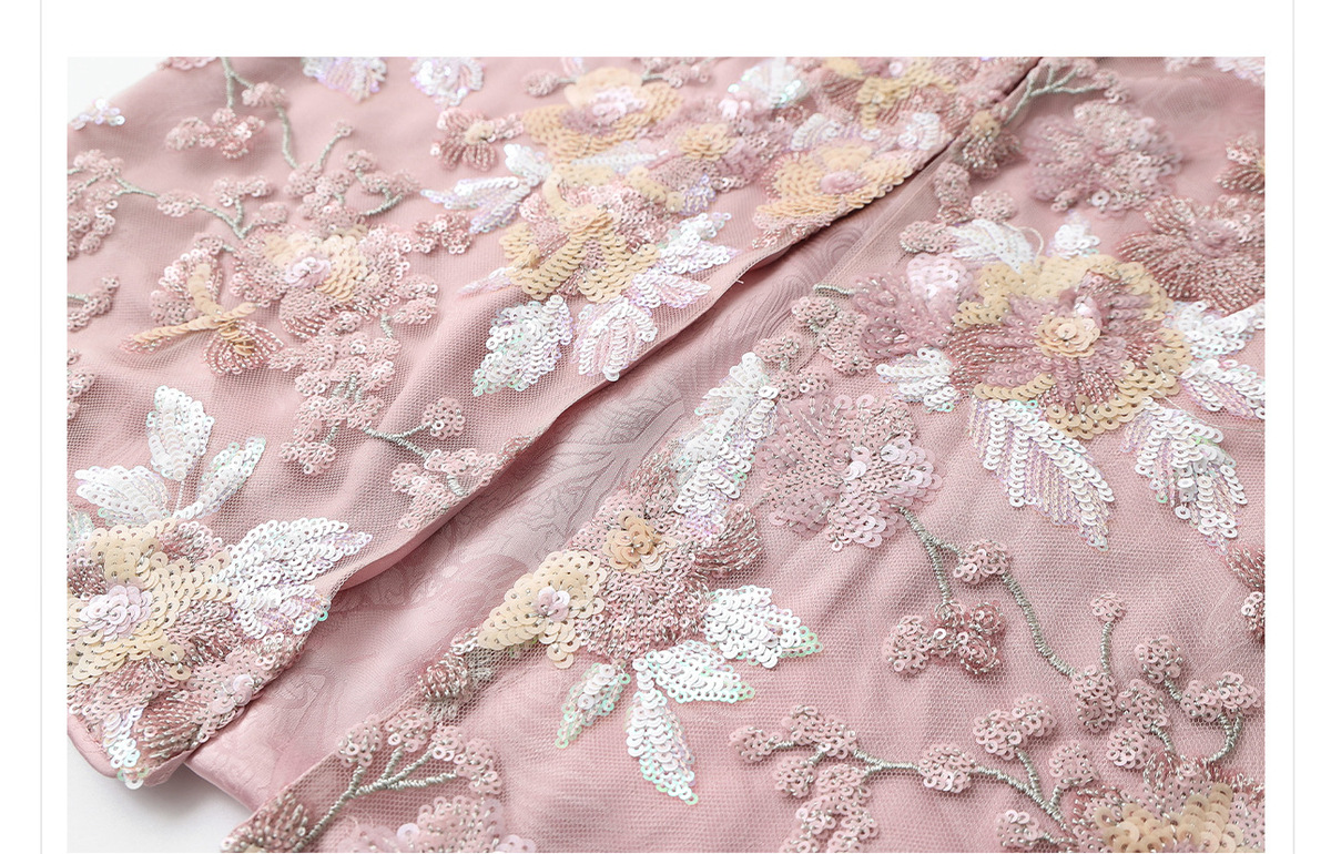Bộ áo khoác và chân váy nữ thêu hoa đính sequin dài tay — Váy thêu (giao hàng trong 7 ngày), Váy thêu (giao hàng trong ngày), Áo khoác thêu (giao hàng trong 7 ngày), Áo khoác thêu (giao hàng trong ngày)