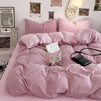 2025 New Ins Washed Cotton Mix and Match Student Dormitory Three-Piece Set Four-Piece Set Cross-Border E-Commerce Live Delivery