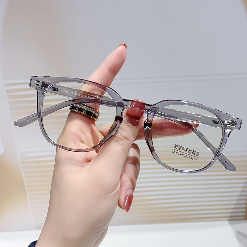 New Retro TR90 Small Frame Glasses Frame Red Riding Book Same Style Women's Trendy Plain-made Fashion Anti-blue Glasses 2130