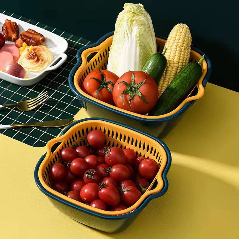 Draining Basket Six-Piece Set, Thickened Plastic Basket, Vegetable Washing Basin, Kitchen Vegetable Washing Basket, Fruit Washing Basket, Foldable