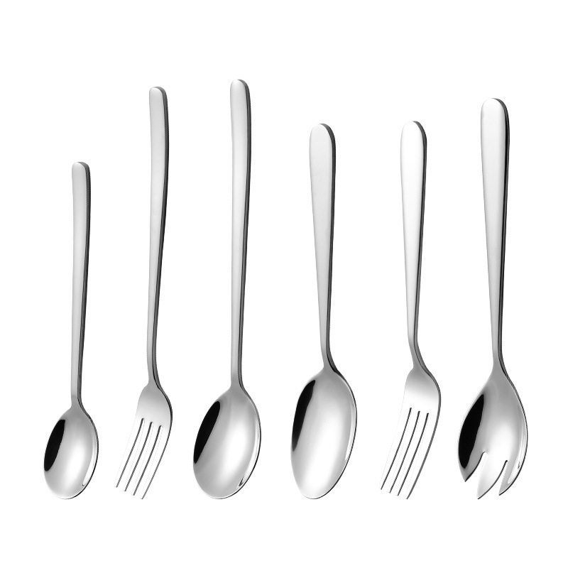Processing and Customization of Western Tableware Knife, Fork and Spoon Set, Smooth Handle Stainless Steel Spoon, Fork, Steak Knife and Spoon, Export Quality