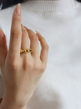欧美时尚麻花戒指女小众级轻奢复古精致设计感百搭开口戒子指环