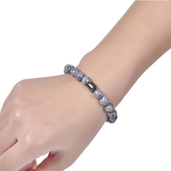 Cross-border beaded bracelet Amazon white pine stone black stone tiger eye stone volcanic stone map stone 8mm bracelet men