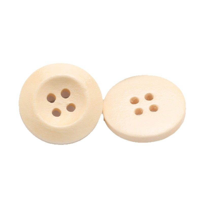 Factory Wholesale Natural Wood Buttons Wide Edge Thin Edge Round Four-Eye Wood Buttons Cardigan Jacket Round Edge Wooden Buttons
