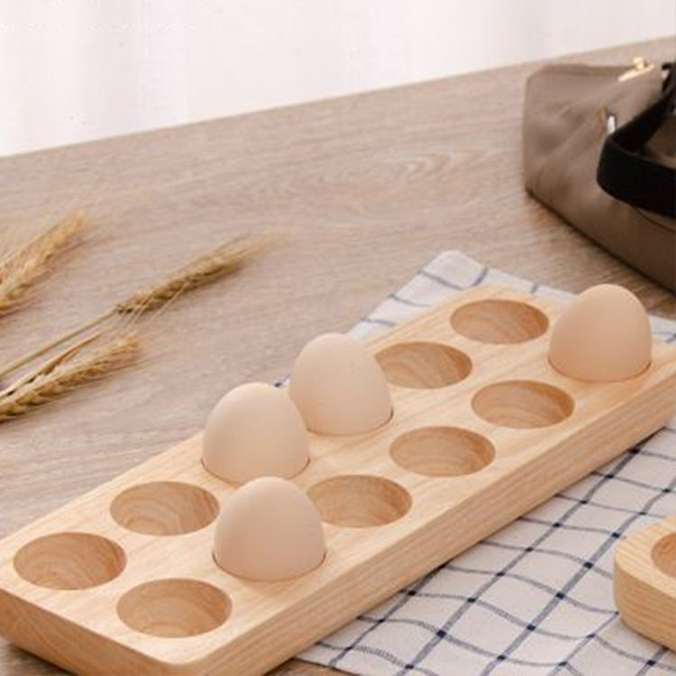 Solid Wood Egg Holder for Egg Storage Box Bracket Japanese Style Creative Breakfast Refrigerator Wooden Egg Rack