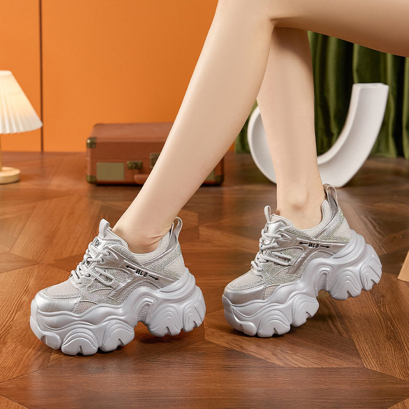 Sandal cao gót nữ hở mũi đế dày 10 cm phong cách mới hè 2025 — Trắng, Bạc