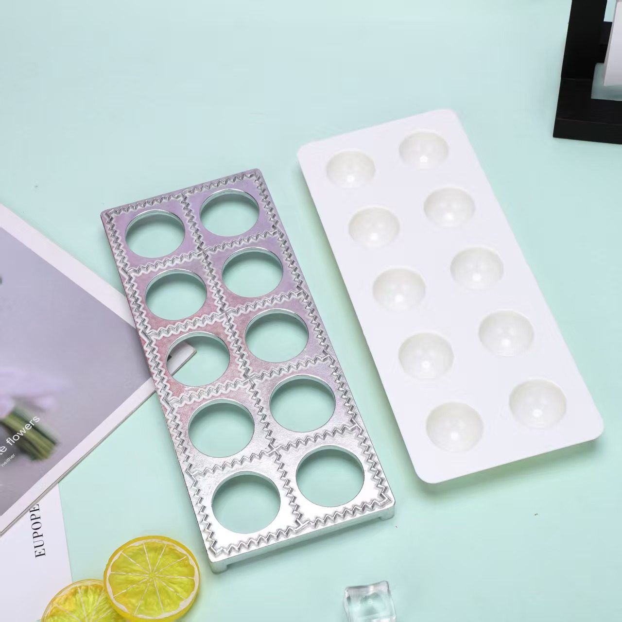 Cross-Border Dumpling Italian Dumpling Mold 10-Hole Dumpling Mold Aluminum Alloy 12-Hole Dumpling Mold Kitchen Gadget