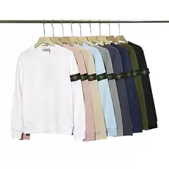 Stone Sweatshirt Autumn and Winter Terry Pullover Basic Stone Crew Neck Long Sleeve Unisex Solid Color Versatile Island