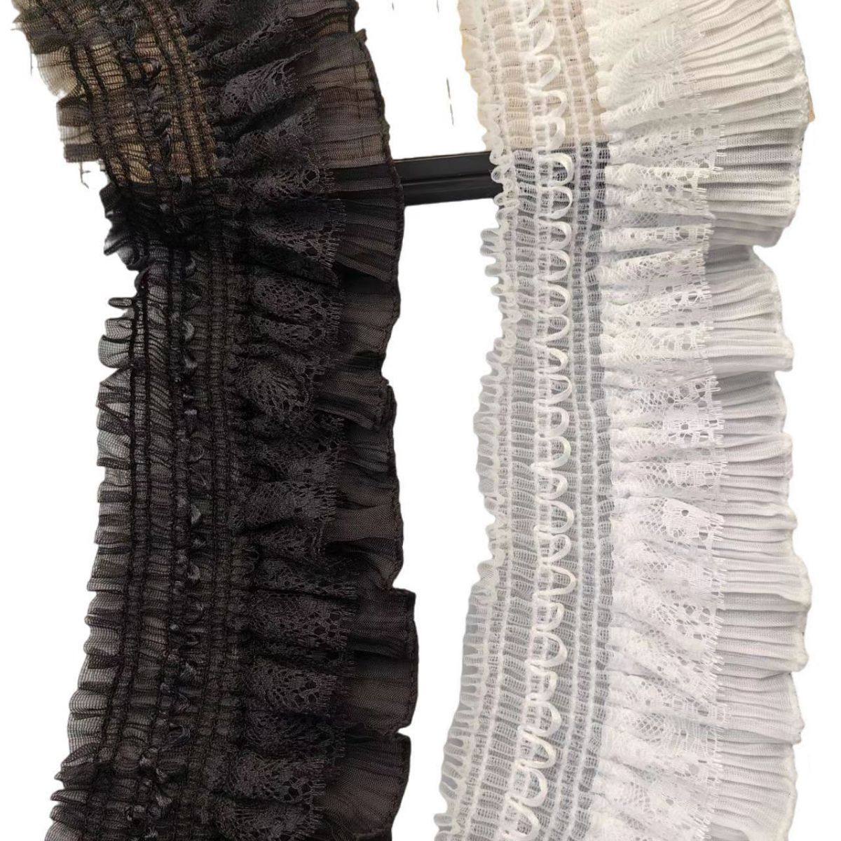 9CM Double Layer Stretch Pleated Lace Cuff Skirt Doll Dress Mirror Border Edge Lolita Dress