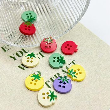 Cute Little Tomato Cartoon Four Eyes Shaped Plastic Buttons Children's Clothes Sweater Cardigan Decoration Handmade DIY Buckle