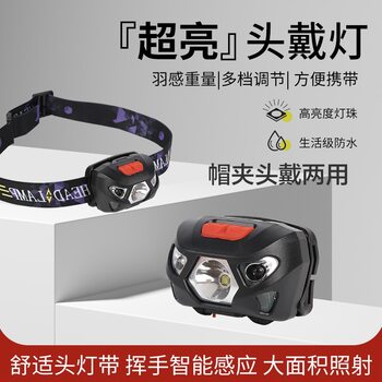 Headlamp with Sensor, Strong Light, Rechargeable, Ultra-Bright, Long-Range Fishing Light, Head-Mounted, Ultra-Long Battery Life, Outdoor Portable Work Light