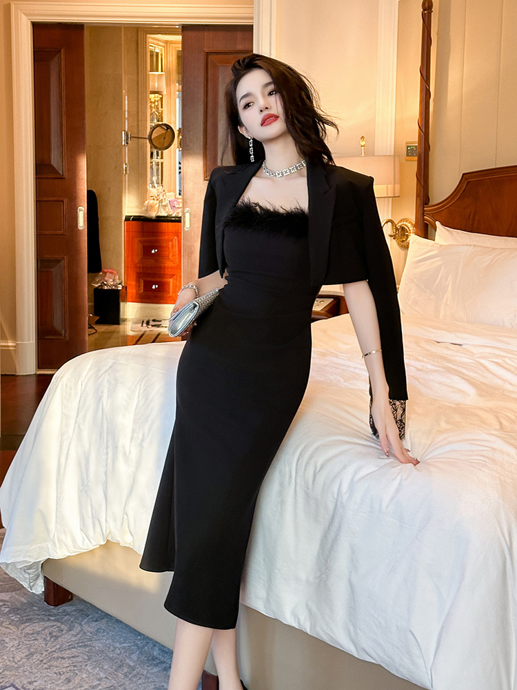 Váy Đầm Liền Thân Dự Tiệc Nữ Dáng Ôm Hàng Mùa Xuân Thu Đông