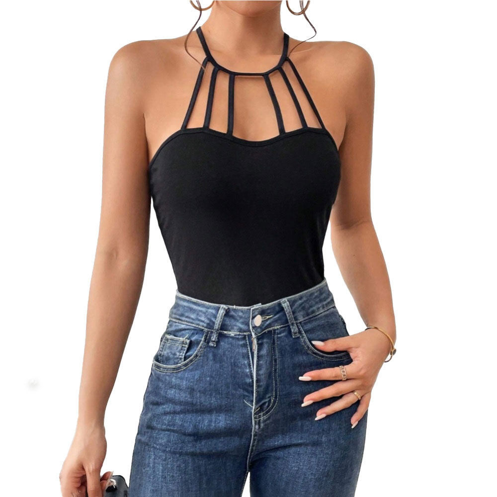 Backless Crop Top Sexy Slim Fit Halter Neck Lightweight Fabric Spring Summer Streetwear Wholesale Available