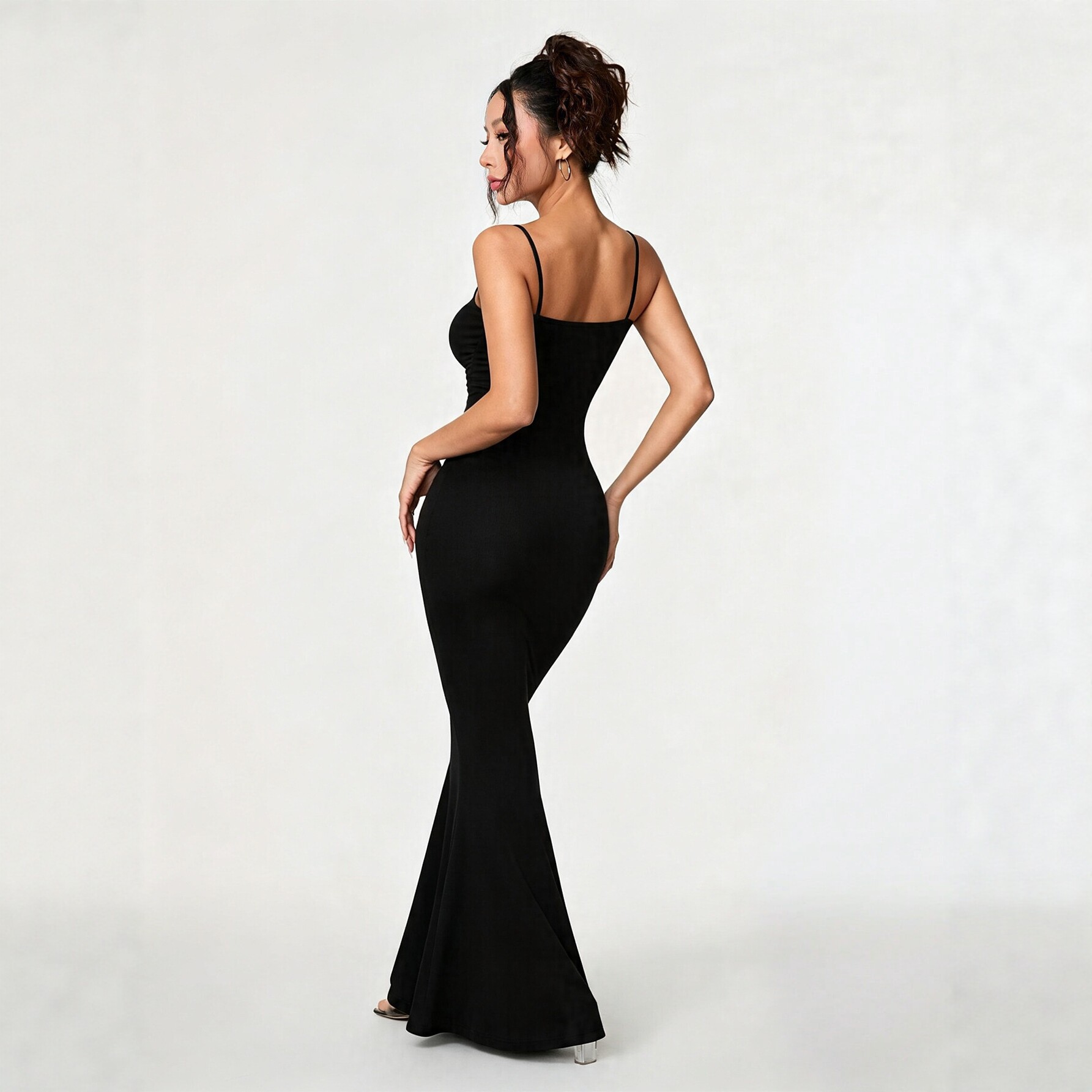 Square Neck Ruffled Bodycon Maxi Dress for Women Slim Fit Flattering Elegant Style Perfect for Parties and Events