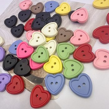 In-Stock Ins Sweet Heart Two-Eye Button Accessories Hair Accessories Phone Case DIY Materials Wholesale Colorful Buttons