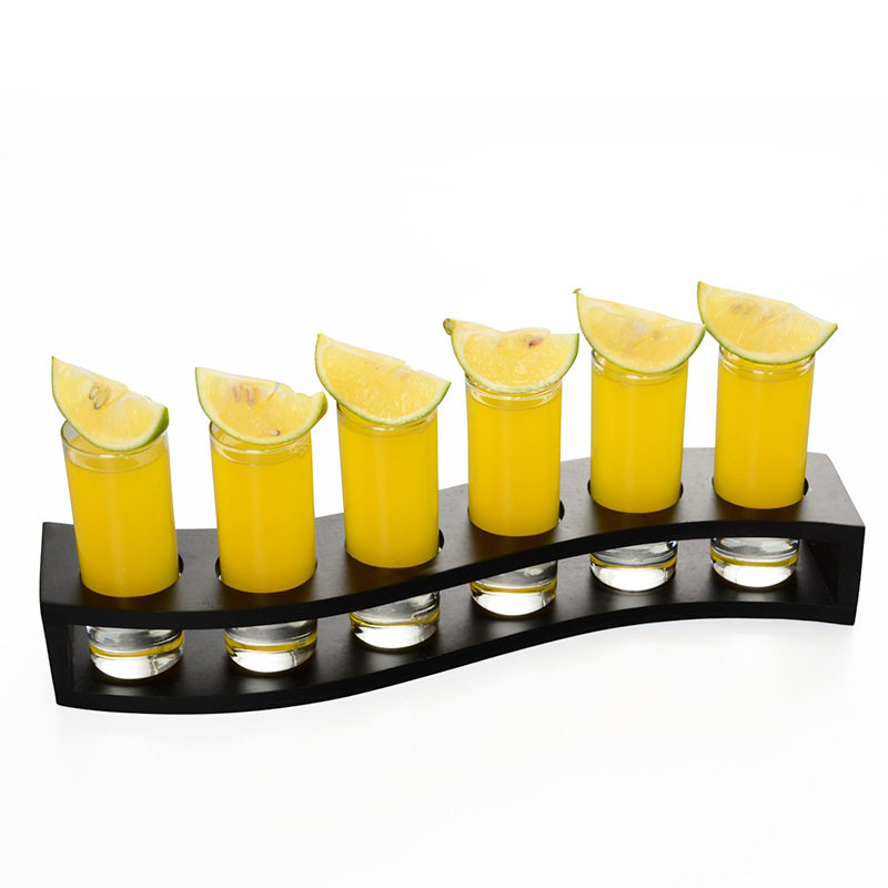 Cup Holder Wooden Bullet Cup Liquor Cup Swallow Cup b52 Cocktail Spirits Cup One-Piece Cup Set ktv Wine Cup Holder