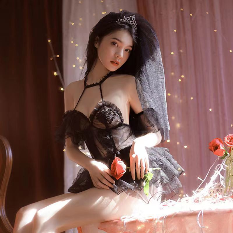 情趣内衣 女士 性感诱惑透明白色婚纱唯美新娘装套装厂家代发2040