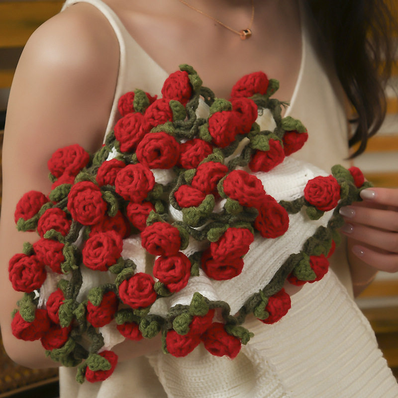 Rose Bouquet Blanket Finished Eternal Flower Nap Blanket Hand-Woven Decorative Blanket Blanket Chinese Valentine's Day Birthday Gift