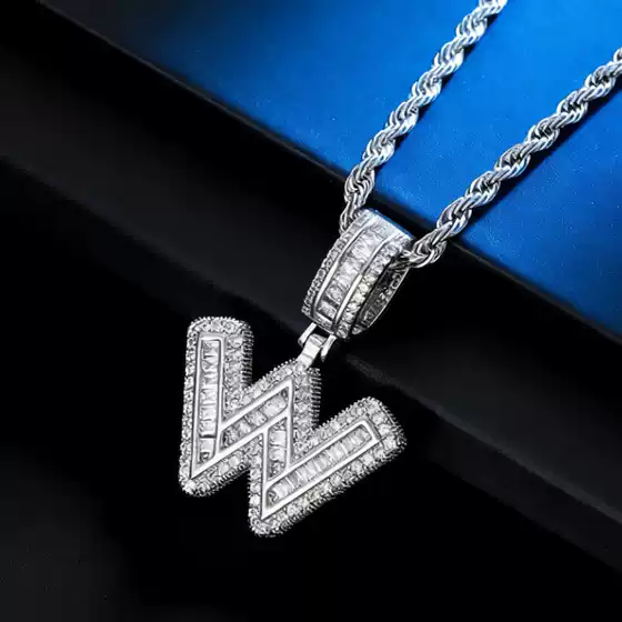Candy Letter Pendant European and American Hip-Hop Cross-Border Copper Set Zircon Trend Personalized 26 English Letter Pendant Necklace