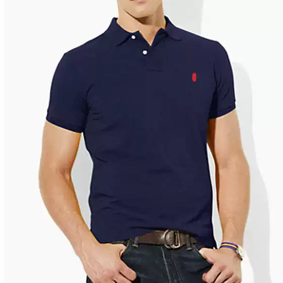 Cross-Border Polo Shirt Basic Summer Men's Lapel Embroidered Pony Logo Pure Color Cotton Large Size Loose Short-Sleeved T-Shirt