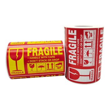 Packaging carefully handle the fragile warning stickers without dropping the label handle with nursing transportation moving adhesive