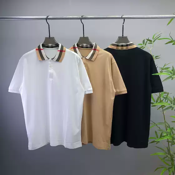 Europe and the United States all-match summer new Bu short sleeve lapel POLO shirt neckline color check flat for cross-border European goods
