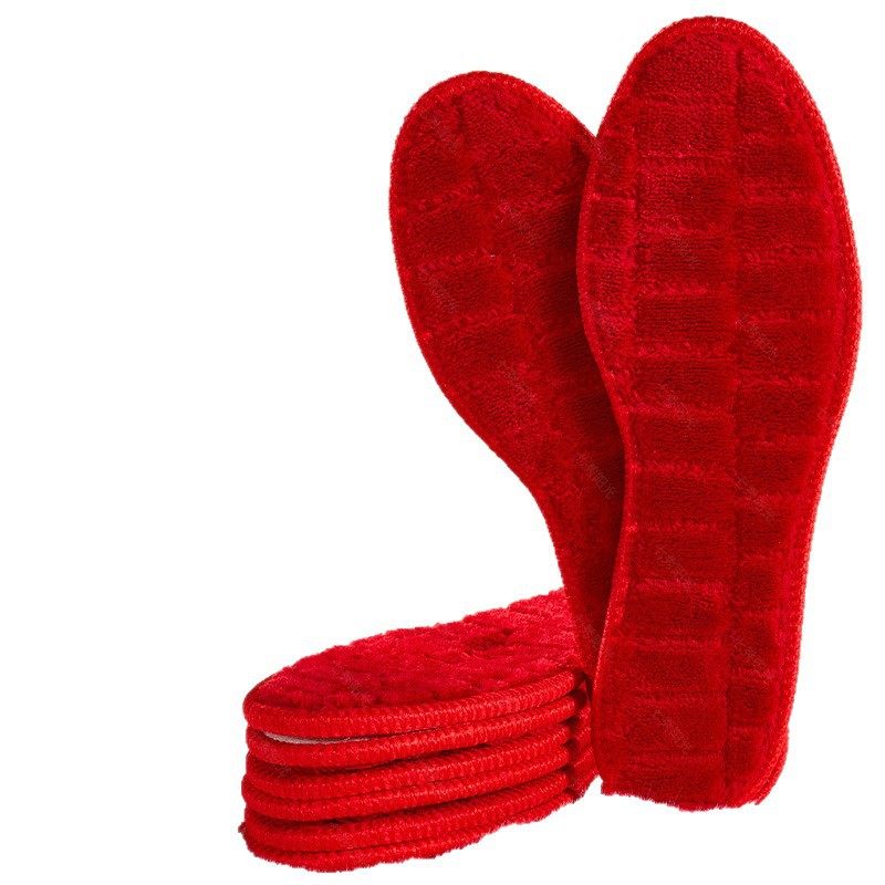Warm Insole Women's Soft Sole Plaid Integrated Plus Velvet Thickened Winter Sports Warm Cotton Insole
