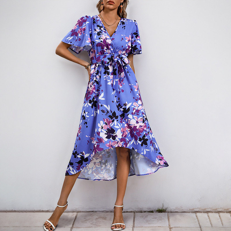 Floral Print Dress Sweet Elegant Colorful Perfect for Vacation and Summer Events Wholesale Available