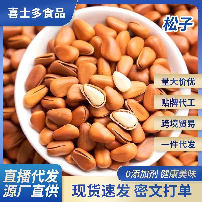 New Northeastern Pine Nuts 500g with Packaging, Original Flavor, Large Kernels, Shelled Pine Nuts, Snacks Wholesale, Dropshipping Available