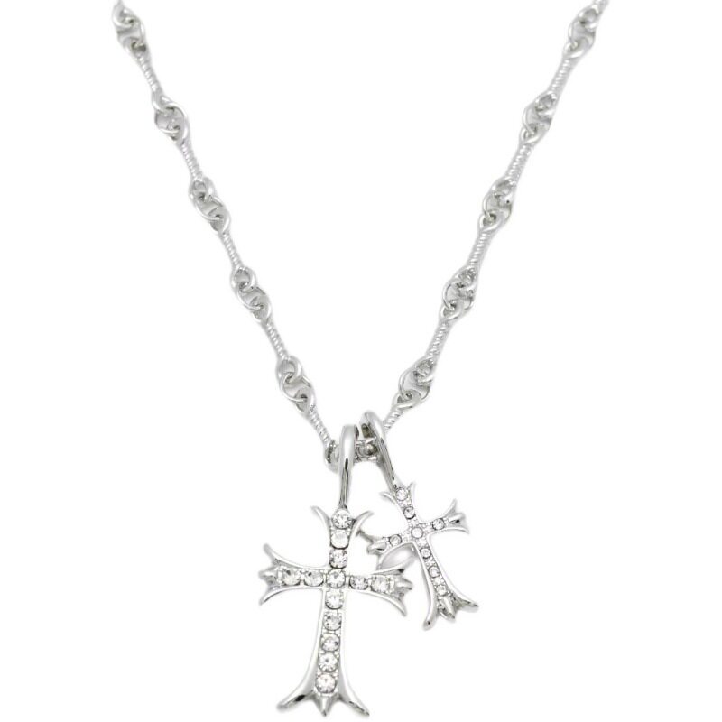Ch Fashion Cross Pendant with Diamonds, Simple Collarbone Necklace for Women, Same Style as Sydney for Couples