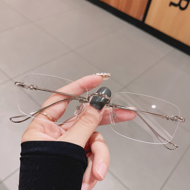 Wang Yibo's super plain and frameless myopia glasses men's fashion net can be equipped with degree eyes frame women