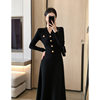 7714 Tweed Style Fashionable and Simple Knitted Suit Autumn New French Waist Slimming Look Elegant Long Skirt Two-Piece Set