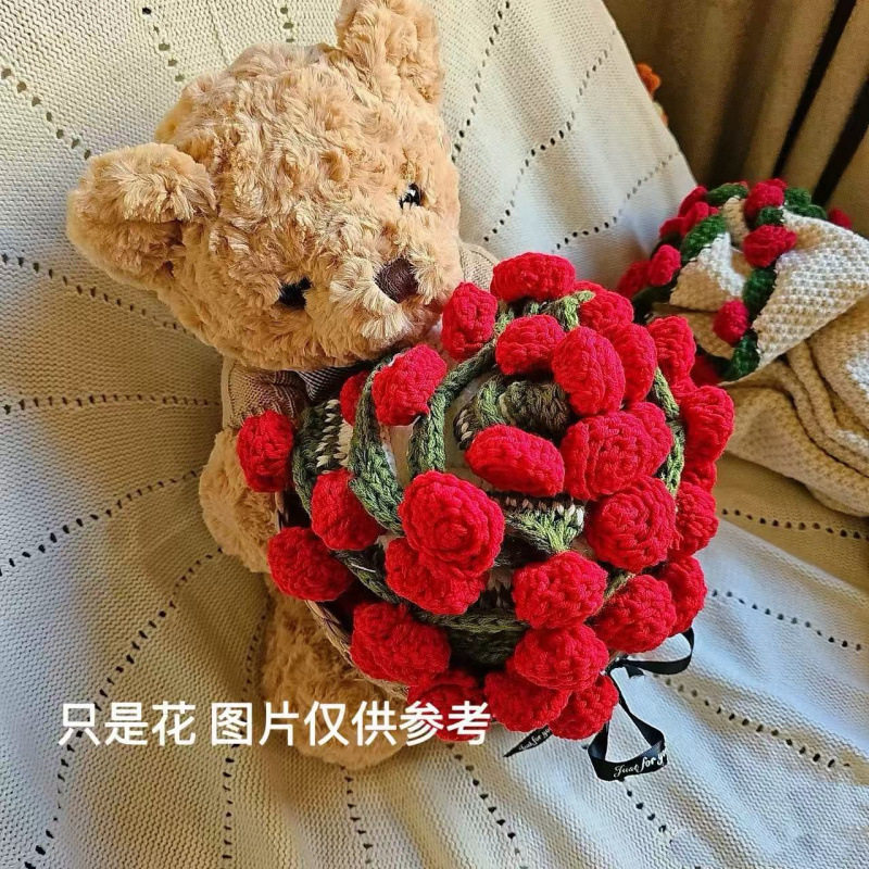 Finished Gift Box Rose Blanket Bouquet Birthday Gift for Girls Knitted Wool Creative Blanket