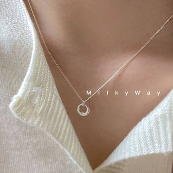 Geometric Circle Necklace Women's Ins Simple Collarbone Chain Light Luxury Niche Design Sense 2023 New