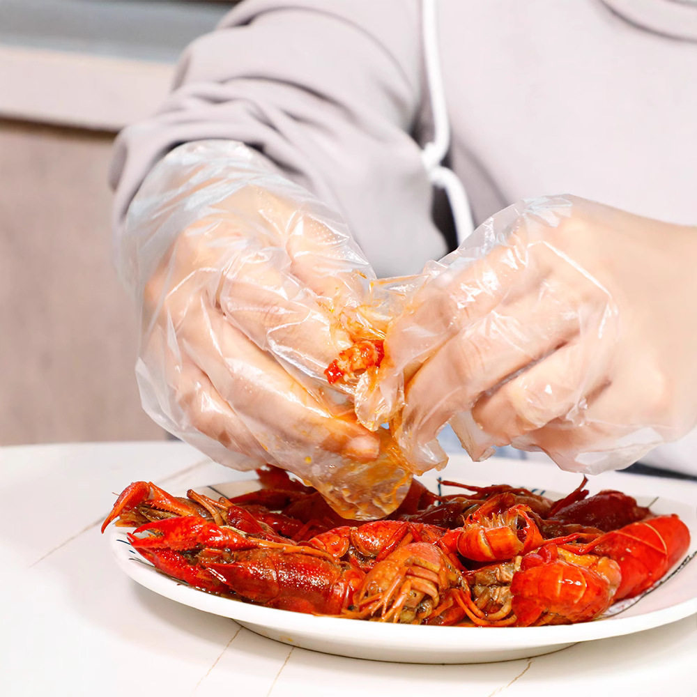 Yijie Disposable Gloves Joint Household Thickened Food Grade Catering Baking PE Transparent Gloves