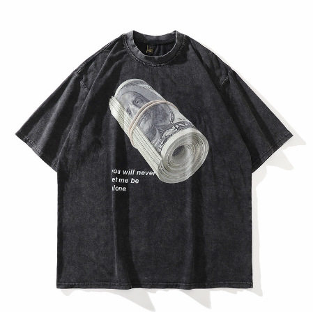 TKPA2022 summer new washed old skeleton bone printing loose high street trend brand short-sleeved T-shirt for men and women