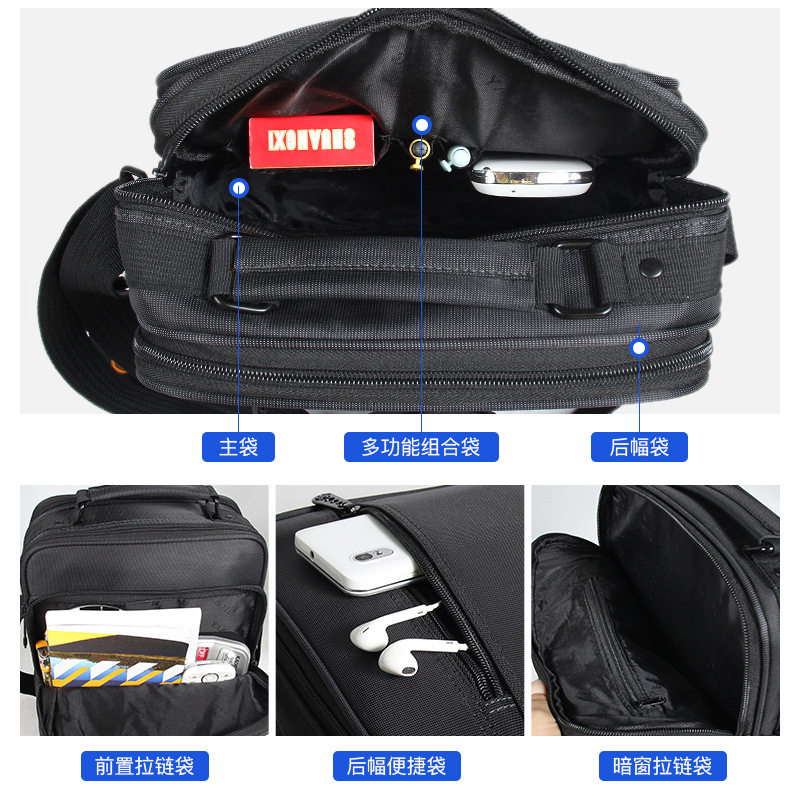 Oxford Cloth Shoulder Bag Vertical Business Men's Bag Casual Handbag Crossbody Sports Tablet Computer Bag Thickened Satchel