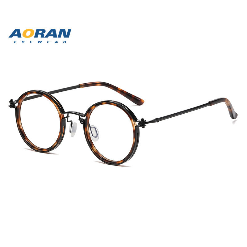 Net red hot selling glasses frame men's business retro round flat lens can be equipped with myopia glasses frame wholesale