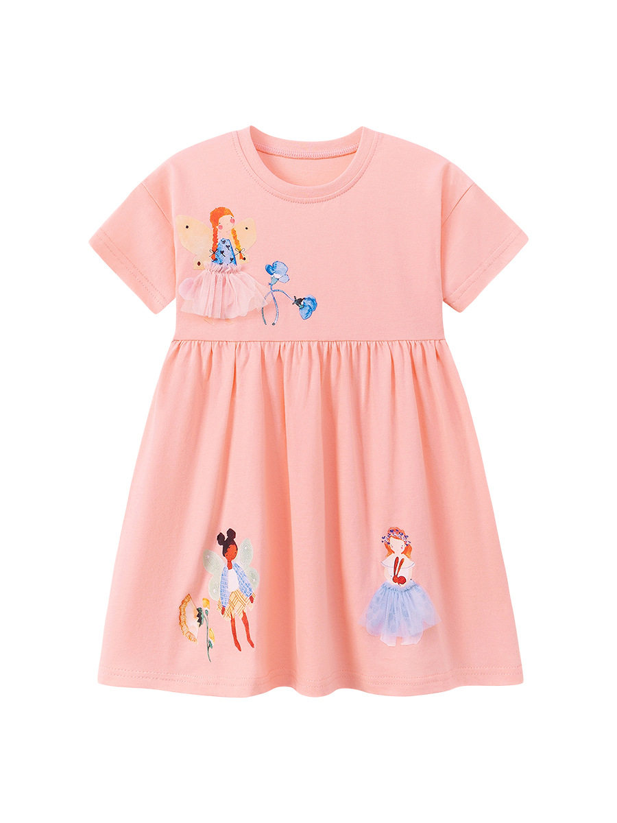 Robe fille dessin animé stylée, robe bébé mignon été, robe enfant manche courte