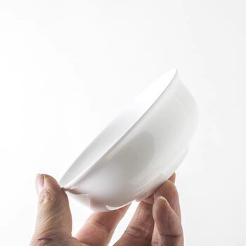 Scandinavian Simple Pure White Bone China 4.75-Inch British Fish Fin Bowl for Rice, Eating and Drinking Soup, Household British Bowl Series