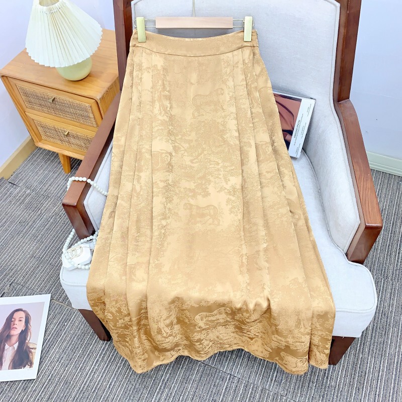 Chân váy dài lưng cao chất liệu sợi viscose dáng chữ A thanh lịch — Đen huyền, Trắng sữa, Vàng thông