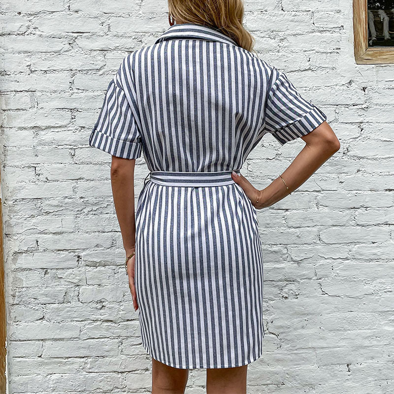 Striped Short Sleeve Dress Stylish Design Summer Fashion Comfortable Fit Wholesale Available