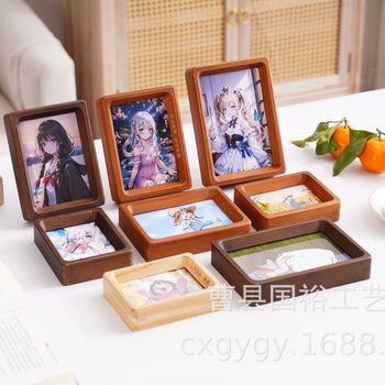 Cartoon mini black walnut photo frame decoration bedroom bedside solid wood small photo frame desktop Beech photo frame decoration solid wood