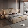 Italian Accessible Luxury Leather Bed with Light Multi-Functional Storage 2m Large Bed Master Bedroom 1.8m Double Bed Modern Simple Wedding Bed